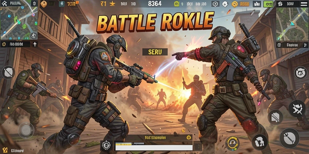 Tampilan aksi mendebarkan dalam permainan Battle Royale 8364.