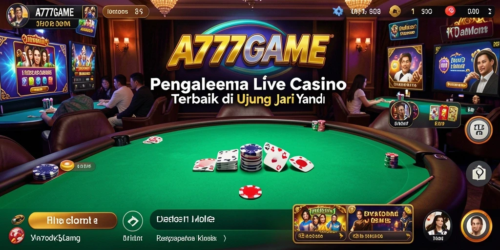 Screenshot utama A777GAME menampilkan dealer profesional dan permainan yang menarik.