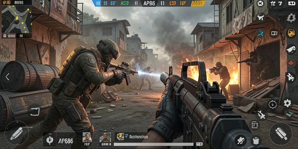 Gameplay AP686 yang mendebarkan dan intens di arena pertempuran FPS.