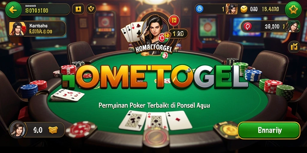 Tampilan gameplay seru dalam HOMETOGEL yang menggambarkan suasana permainan poker.