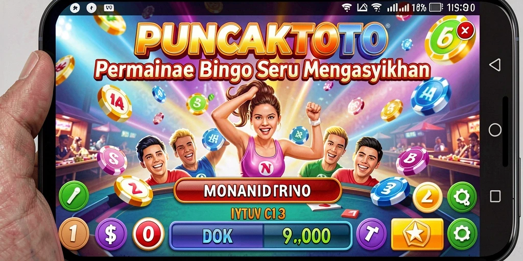 Tampilan gameplay PUNCAKTOTO dengan serunya permainan Bingo.