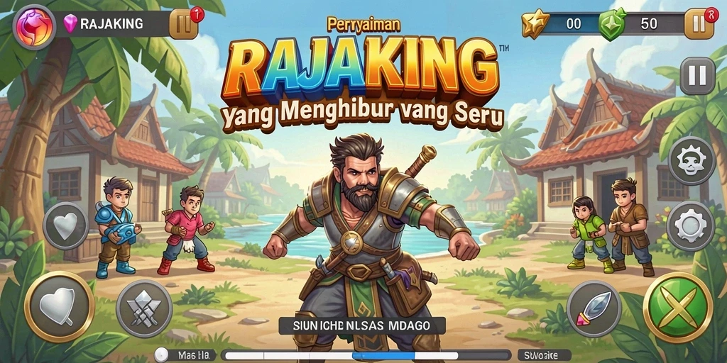 Gameplay menarik RAJAKING dengan karakter yang berkembang.