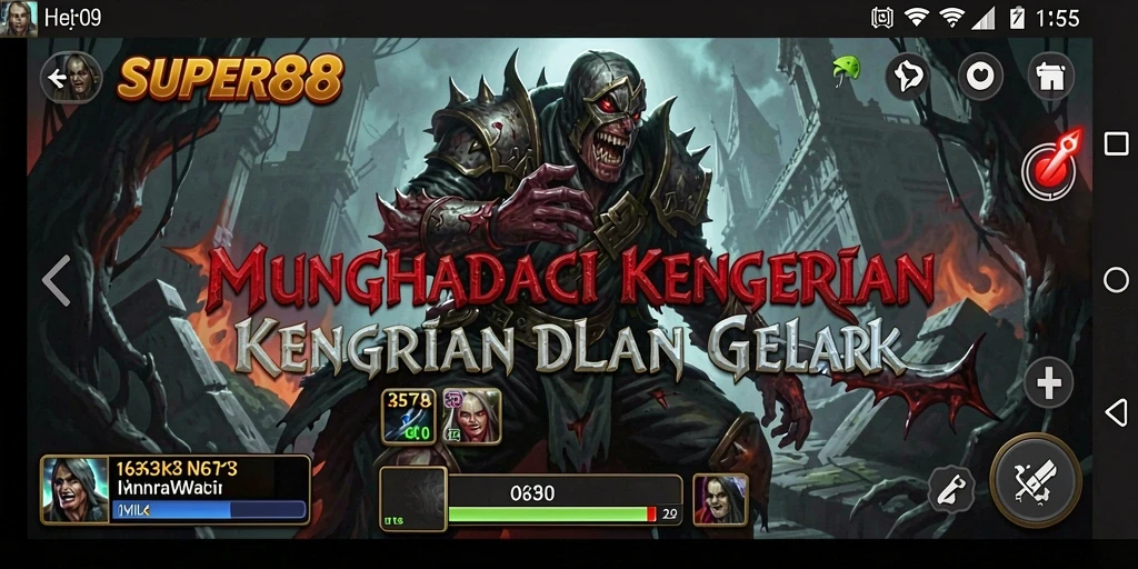 Gameplay <strong>SUPER88</strong> dengan suasana mencekam di kegelapan.
